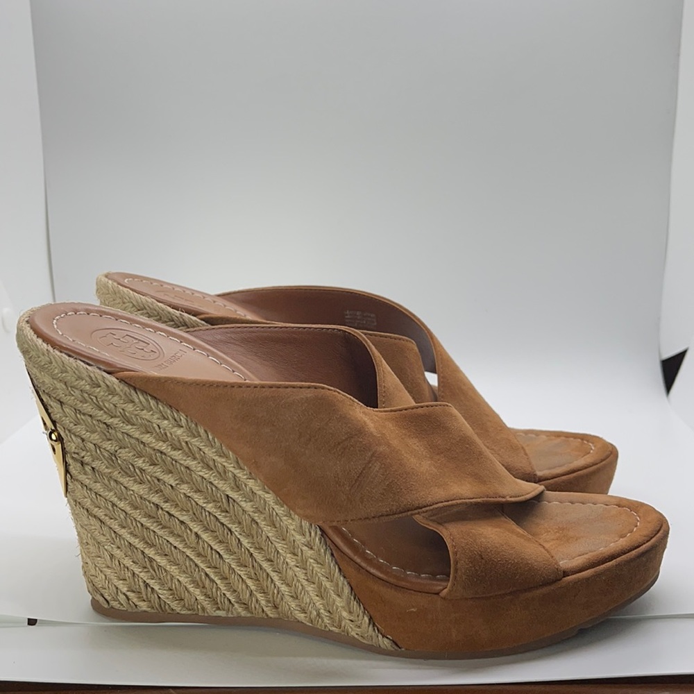 Tory Burch brown leather wedges size 81/2M